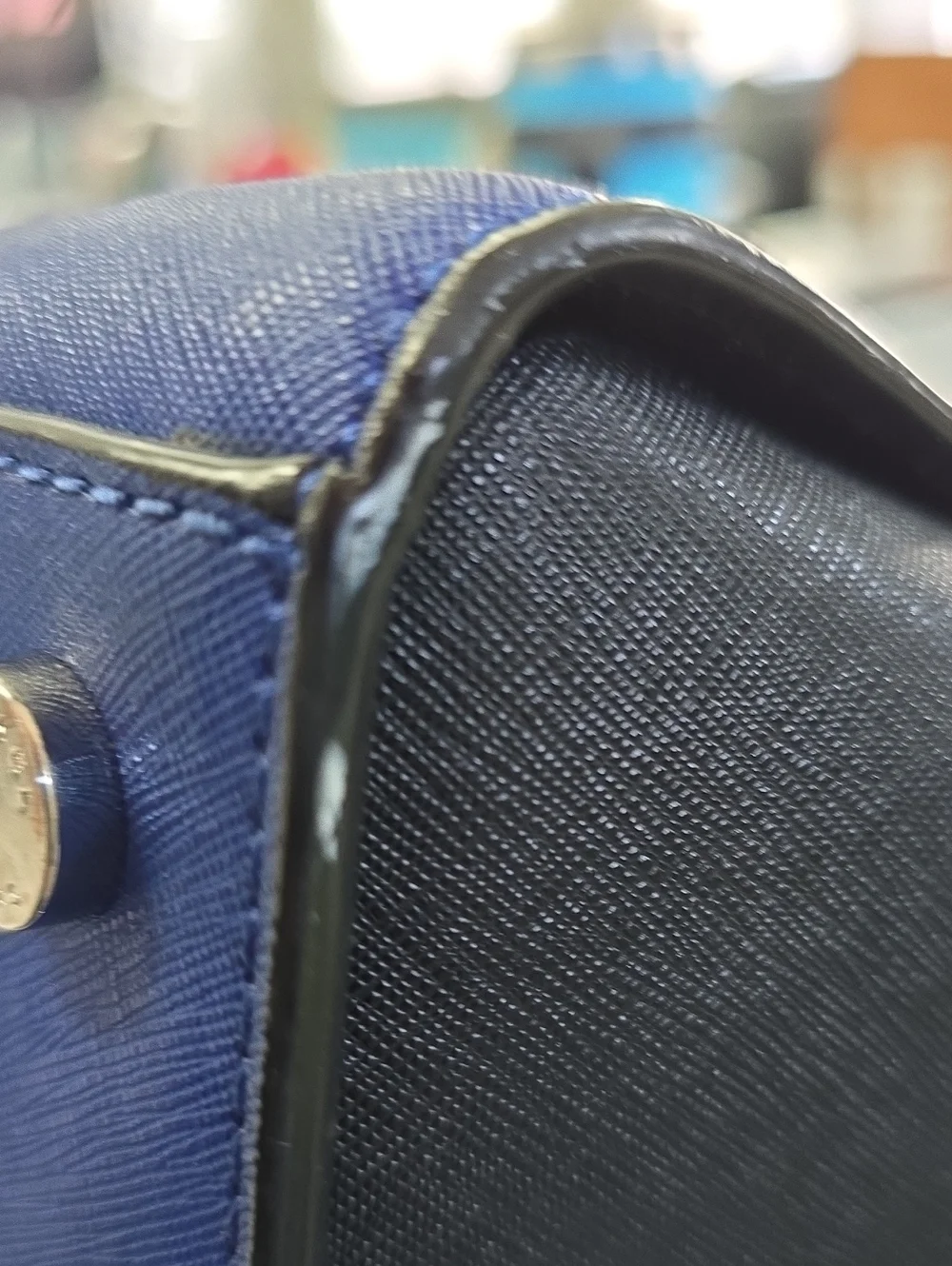 Michael Kors Royal Blue and Black Saffiano Satchel